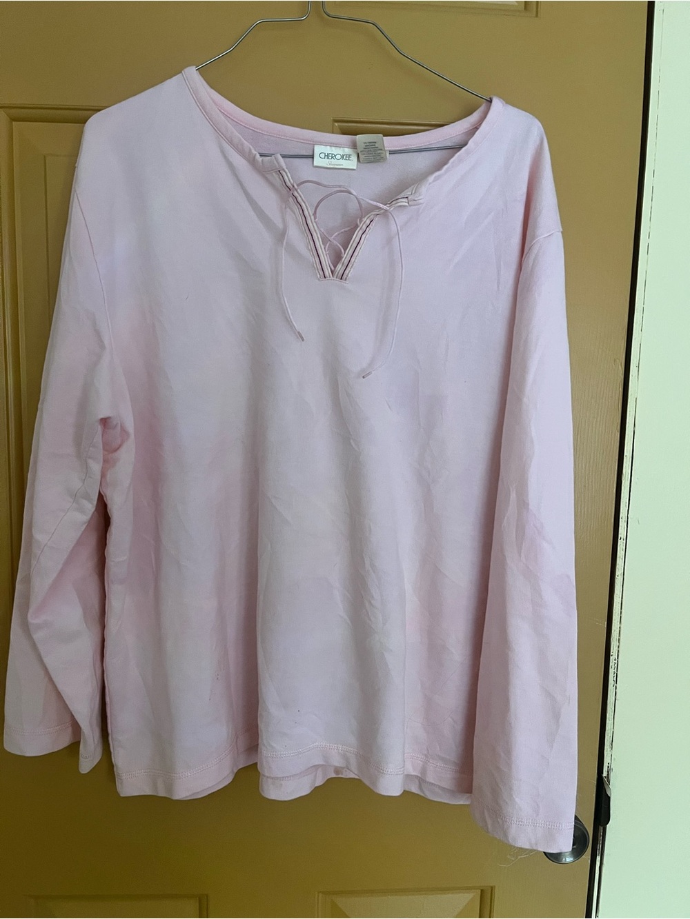 Cherokee Light Pink V-Neck Long Sleeve Top